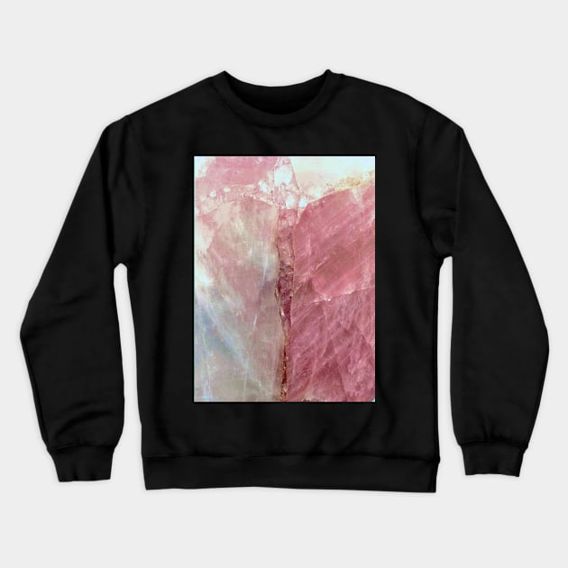 PINK CORAL ROSE ROCK GEMSTONE MARBLE PEARL  QUARTZ GREY GEOMETRIC ABSTRACT Crewneck Sweatshirt by jacquline8689